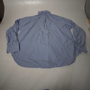 Vintage Ralph Lauren Checkered Button Down Dress Shirt Size XXL Light Blue